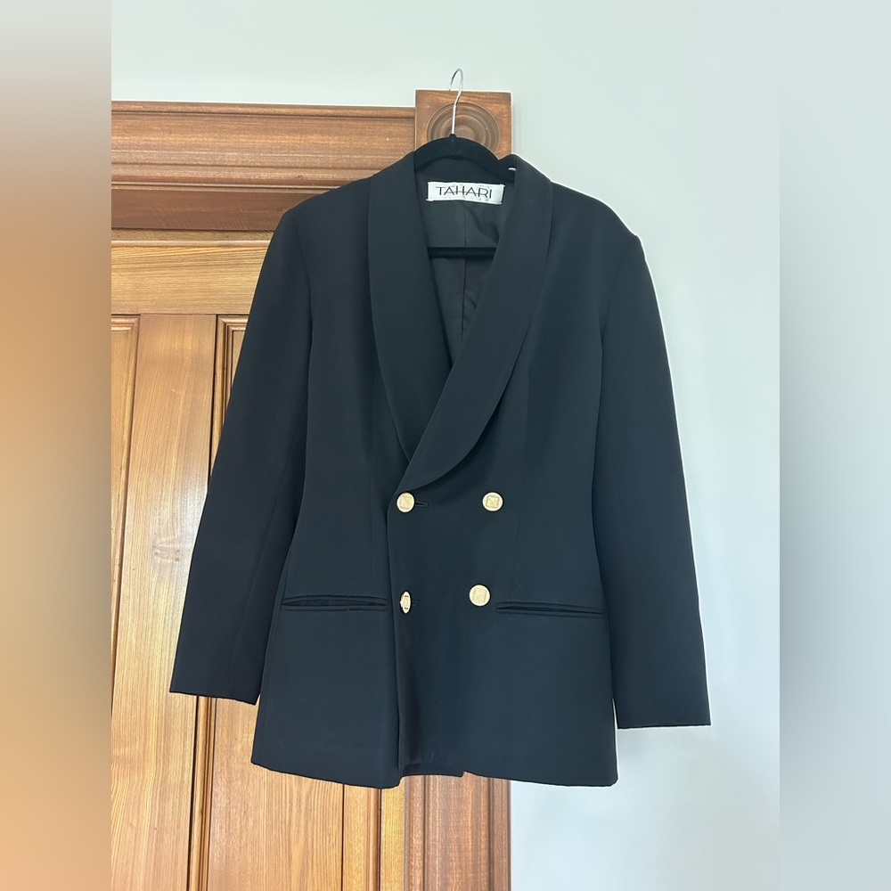 Tahari Classic Black Jacket with Gold Accents
